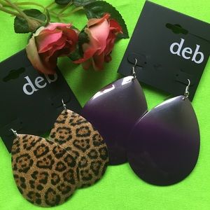 Two Pair Large Teardrop Dangle Statement Earrings
